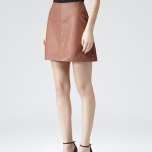 Mauve Rose leather miniskirt from Reiss